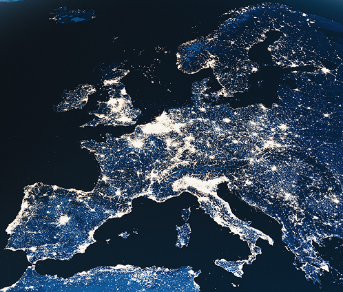 Vue satellite de l’Europe de nuit